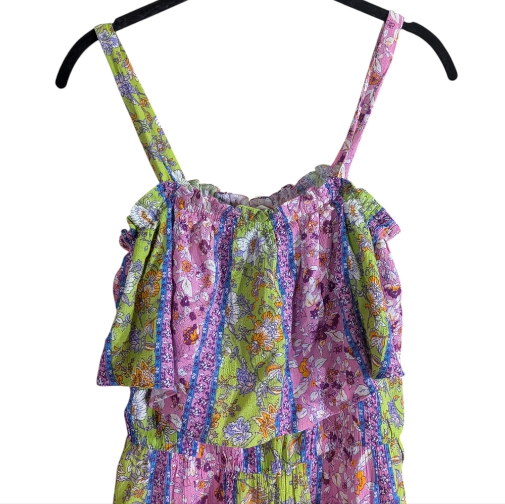 Easel Los Angeles Boho Floral Stripe Jumpsuit, Removable Straps, Festival Small - Picture 4 of 11
